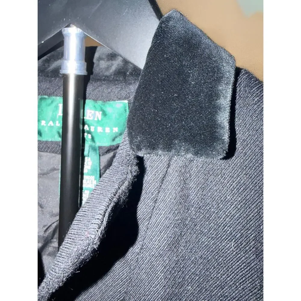 Vintage Ralph Lauren 100% Wool Riding Jacket Velvet collar hunt coat Made in USA